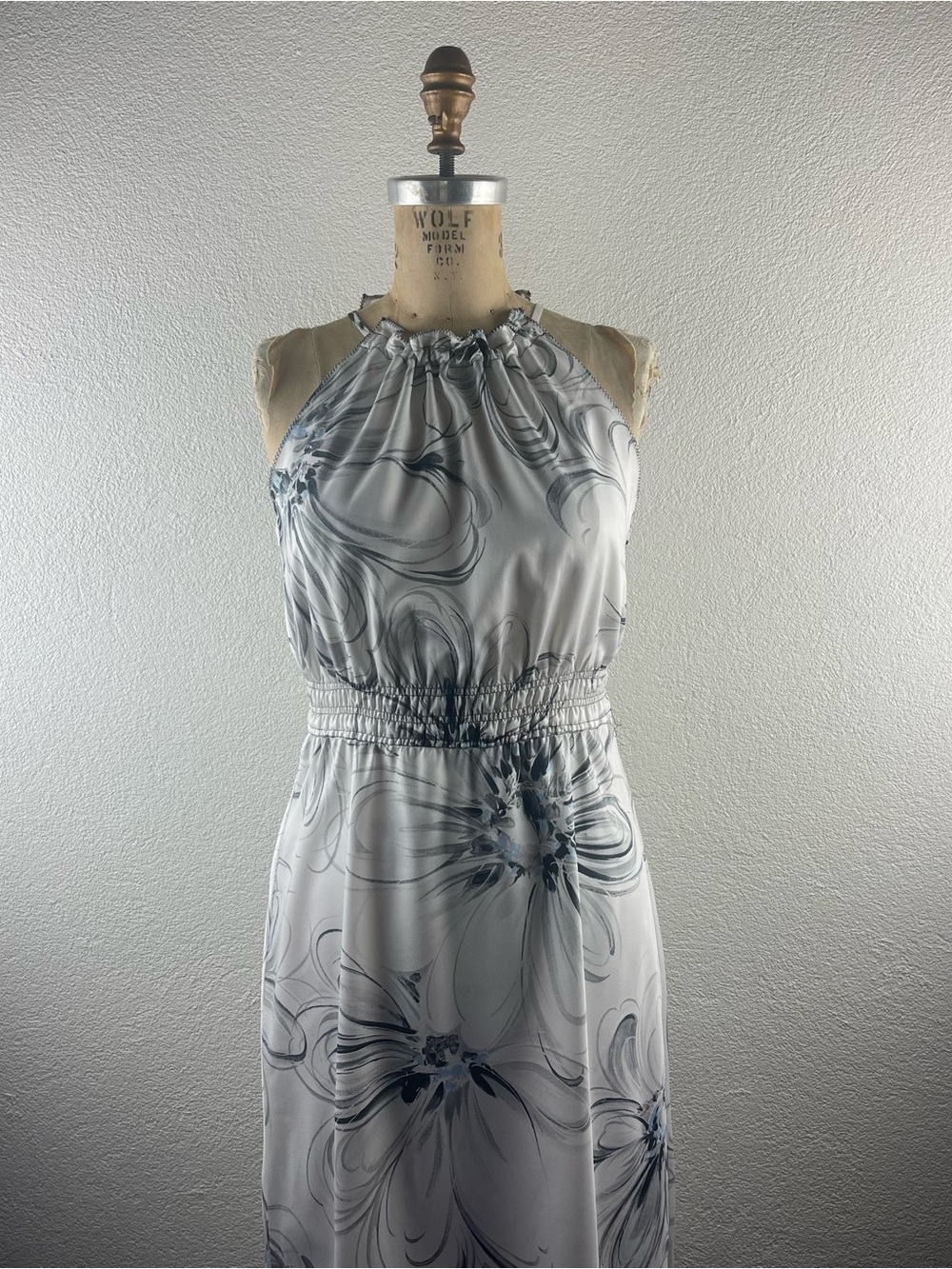 Poleci l 6 Lightweight Feminine Floral Print Drawstring Ruffle Halter Neck Dress
